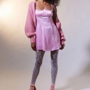 NWT 🍋 For Love And Lemons Elora Pink Satin Mini Dress